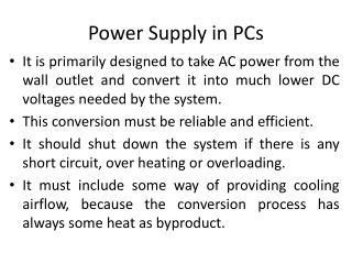 Power Supply in PCs