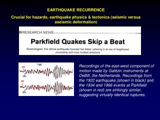 EARTHQUAKE RECURRENCE