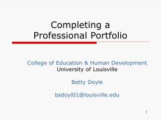 Completing a Professional Portfolio
