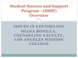 Student Success and Support Program –(SSSP) Overview