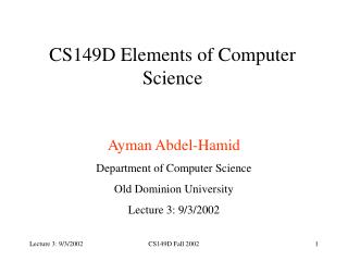 CS149D Elements of Computer Science