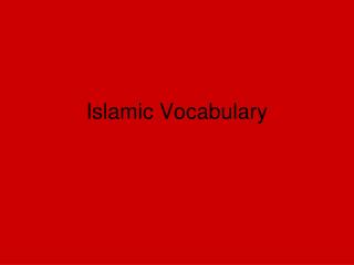 Islamic Vocabulary