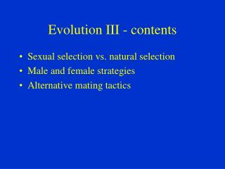 Evolution III - contents