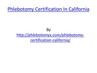 Phlebotomy Certification In California