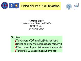 Fisica del W e Z al Tevatron