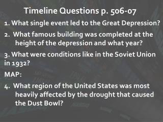 Timeline Questions p. 506-07