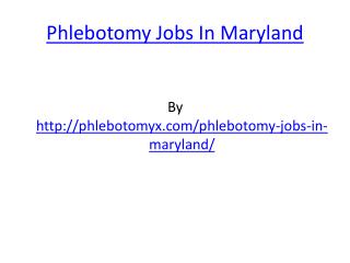 Phlebotomy Jobs In Maryland