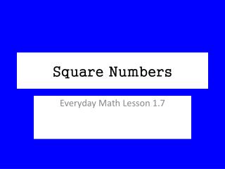 Square Numbers