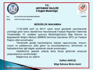 T.C. ADIYAMAN VALİLİĞİ İl Sağlık Müdürlüğü