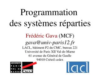 Programmation des systèmes réparties