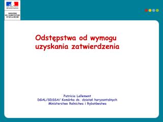 Odstępstwa od wymogu uzyskania zatwierdzenia Patricia Lallement