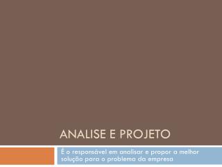 Analise e Projeto