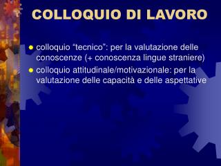 COLLOQUIO DI LAVORO