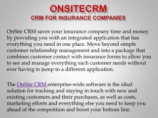 Onsitecrm:CRM for Insurance Companies