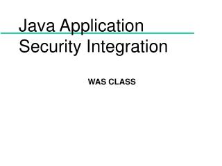 Java Application Security Integration