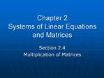 Chapter 2 Systems of Linear Equations and Matrices
