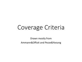 Coverage Criteria