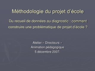 Atelier « Directeurs » Animation pédagogique 5 décembre 2007.