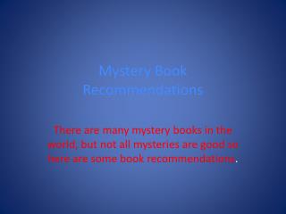 Mystery Book Recommendations