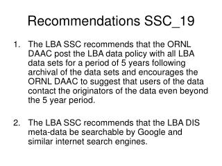 Recommendations SSC_19