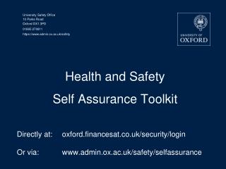 Health and Safety Self Assurance Toolkit