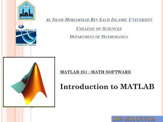 Al Imam Mohammad Bin Saud Islamic University College of Sciences Department of Mathematics