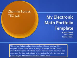 My Electronic Math Portfolio Template