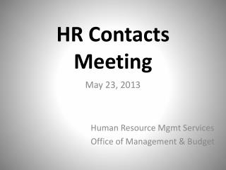 HR Contacts Meeting