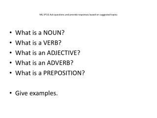 MLI.IP1G Ask questions and provide responses based on suggested topics