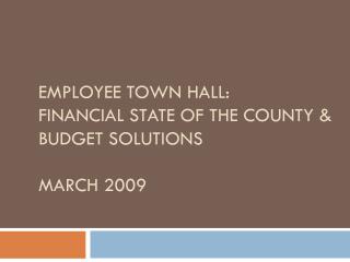 Employee Town hall: Financial State of the County &amp; Budget Solutions March 2009