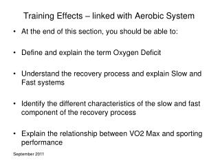 Training Effects – linked with Aerobic System