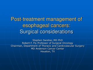 Post-treatment management of esophageal cancers: Surgical considerations