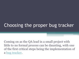 Choosing the proper bug tracker