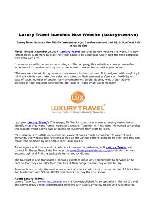 Luxury Travel launches New Website