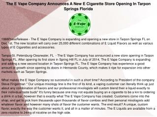 The E Vape Company Announces A New E Cigarette Store Opening