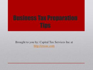 Business Tax Preparation Tips