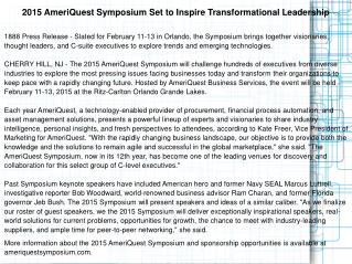 2015 AmeriQuest Symposium Set to Inspire