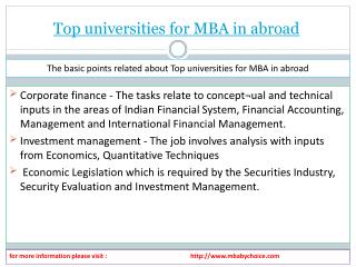 View about top universites for mba in abroad