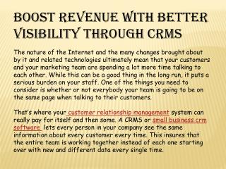 boost revenue with better visibilty through crms