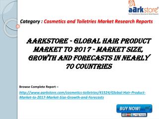 Aarkstore - Global Hair Product Market to 2017 - Market Size