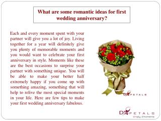 What are some romantic ideas for first wedding anniversary?
