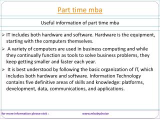 some logical facts about part time mba