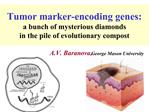 Tumor marker-encoding genes: a bunch of mysterious diamonds in the pile of evolutionary compost