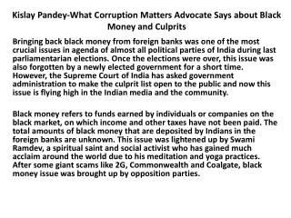 Kislay Pandey- Corruption Matters Advocate