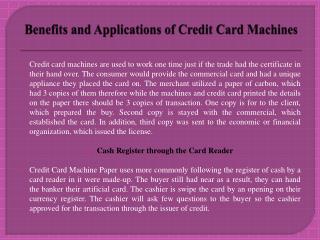 Benefits and Applications of Credit Card Machines