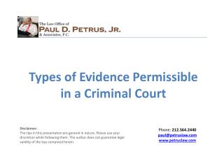 Types of Evidence Permissible in Criminal Court