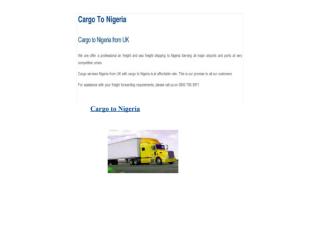 Cargo to Nigeria - Cargo to Nigeria from UK