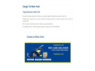 Cargo to New York - Cargo Services in New York