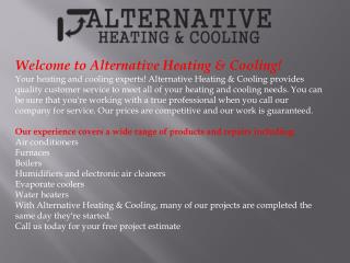 Cooling & Heating Services, Water Heaters, AC Replacement an