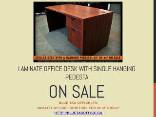 Laminate Office Desk with Single Hanging Pedestal ON SALE